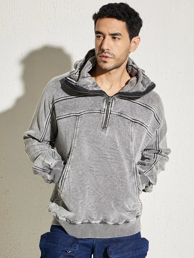 Acid Washed Baggy Smugglers Hooded Sweat Shirt