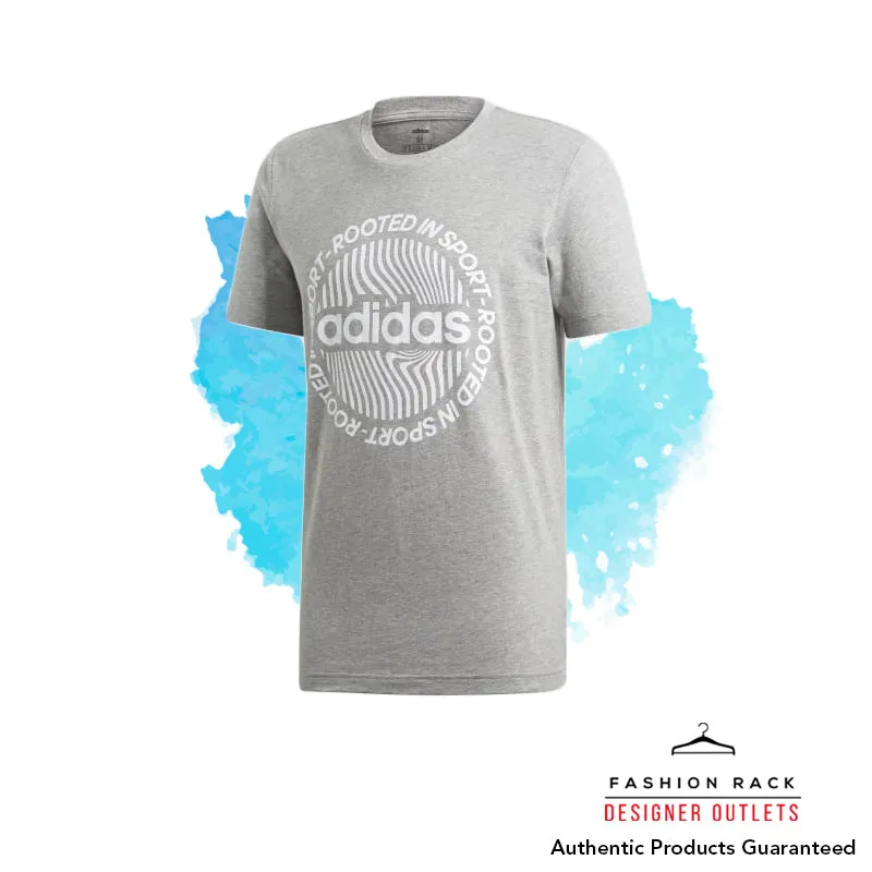 Adidas Circled Graphic Tee Medium Grey Heather / Glow Blue