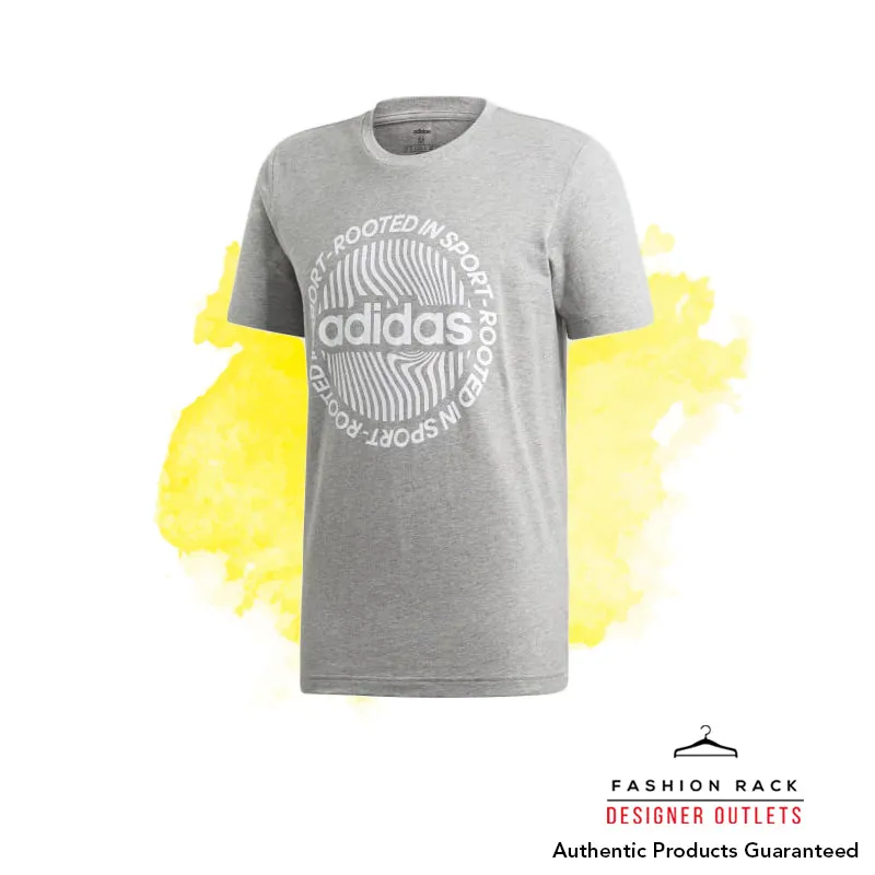 Adidas Circled Graphic Tee Medium Grey Heather / Glow Blue