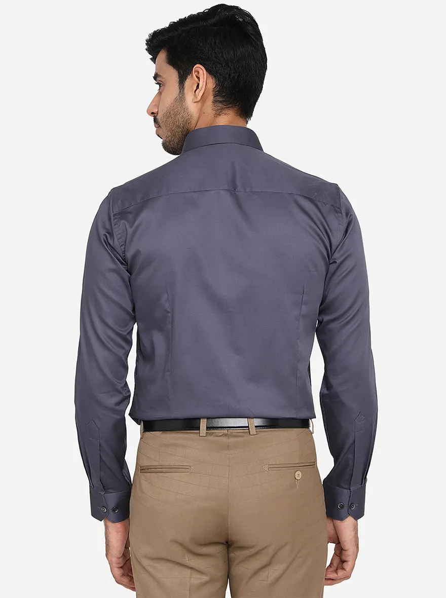 Ash Grey Solid Slim Fit Party Wear Shirt | Wyre