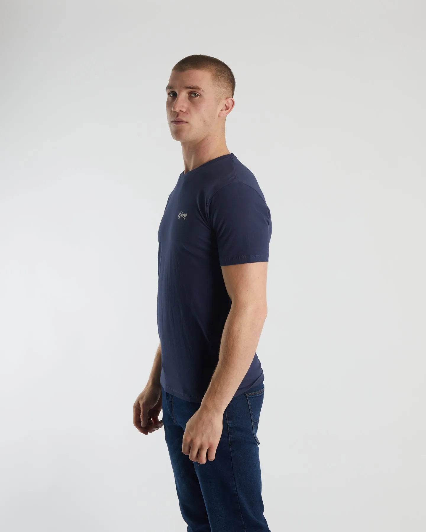 Basic Caden O Neck Tee Navy Iris