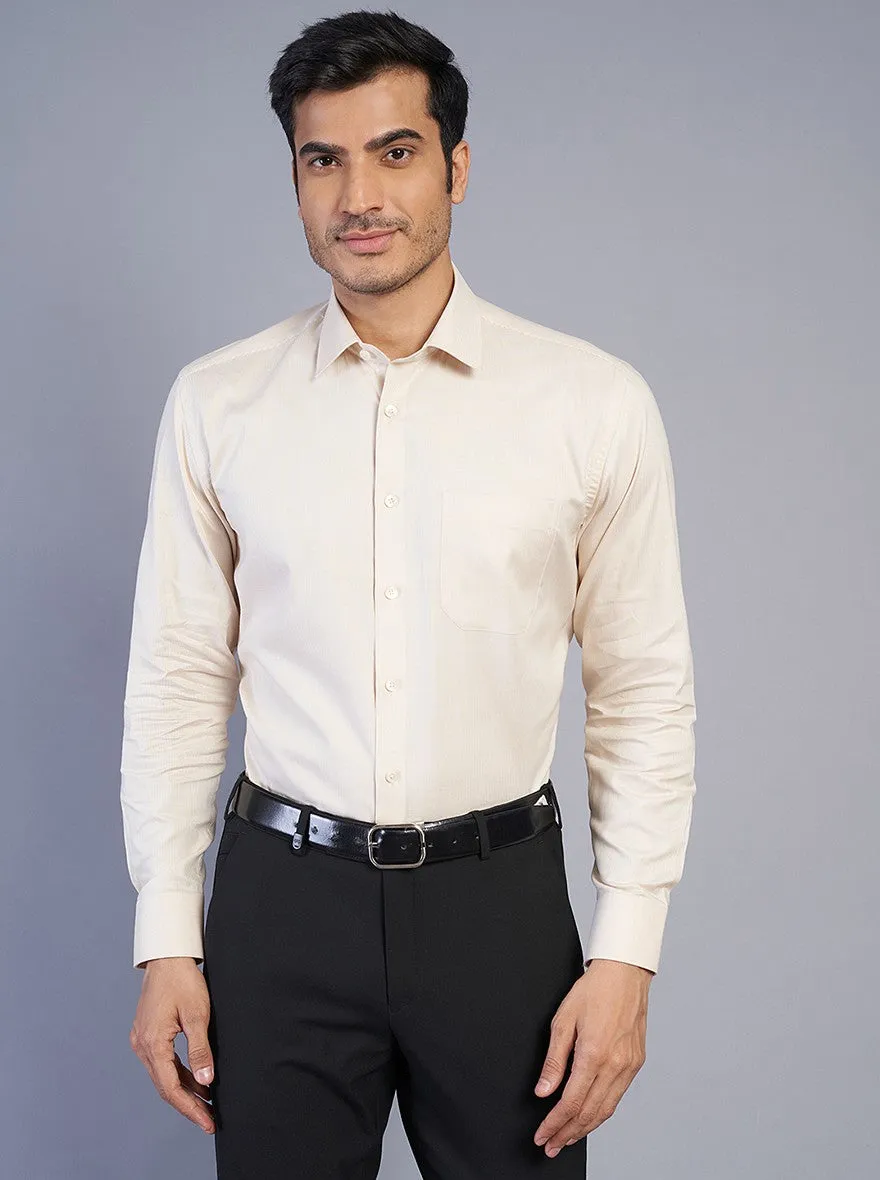 Beige Solid Regular Fit Formal Shirt | JadeBlue