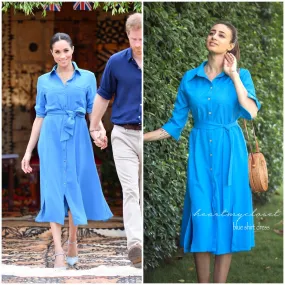 blue shirt dress - Meghan Markle inspired dress