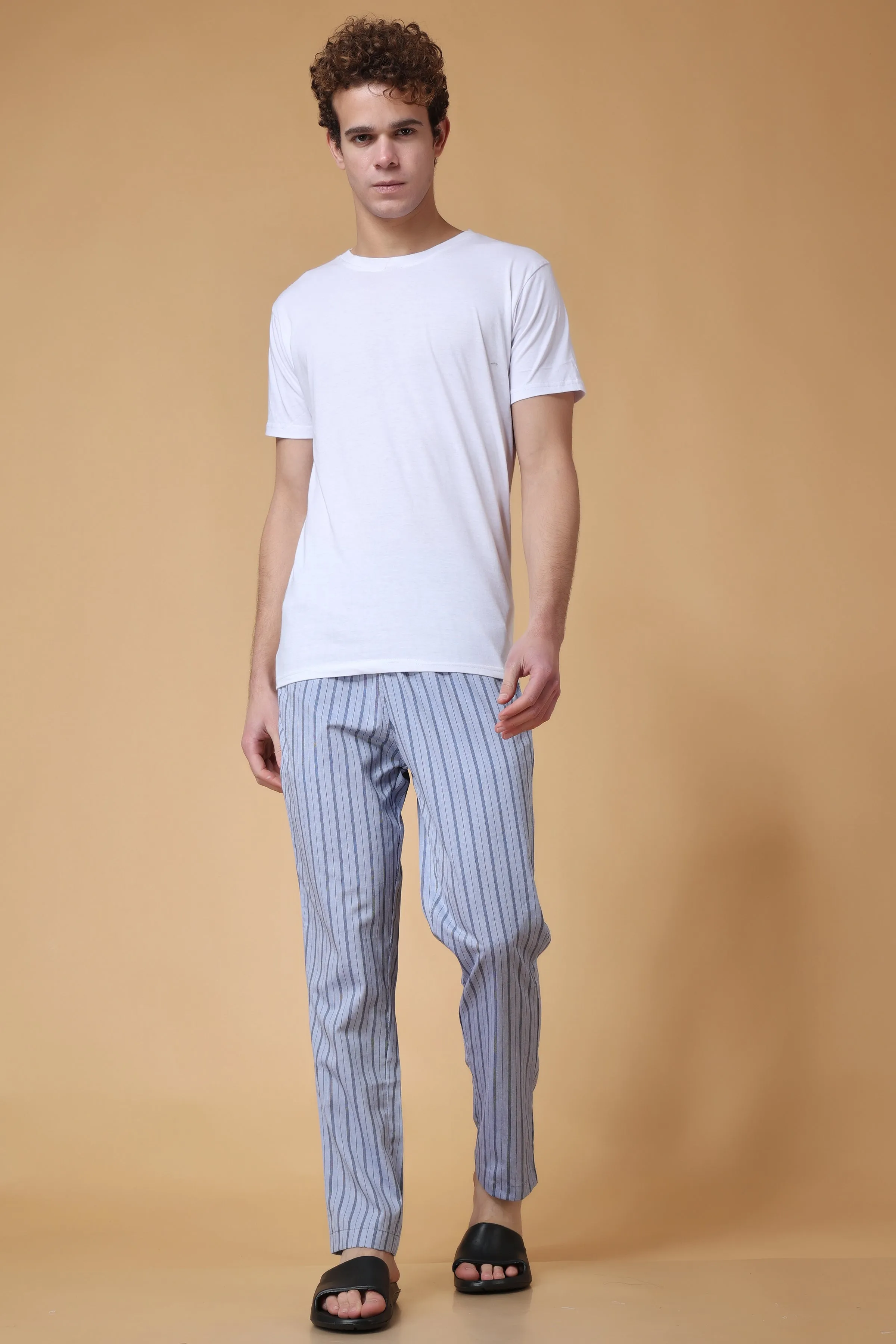 Gravel Grey Striped Cotton Pajama