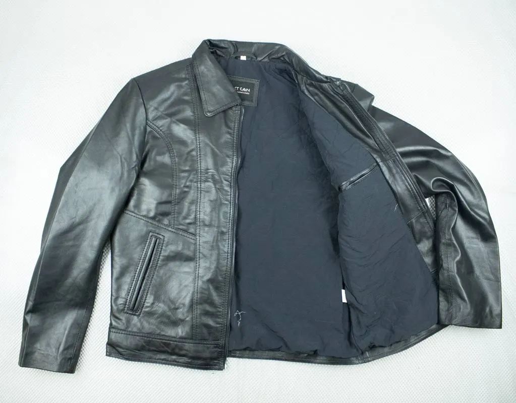 Leather Point Zip Black Jacket