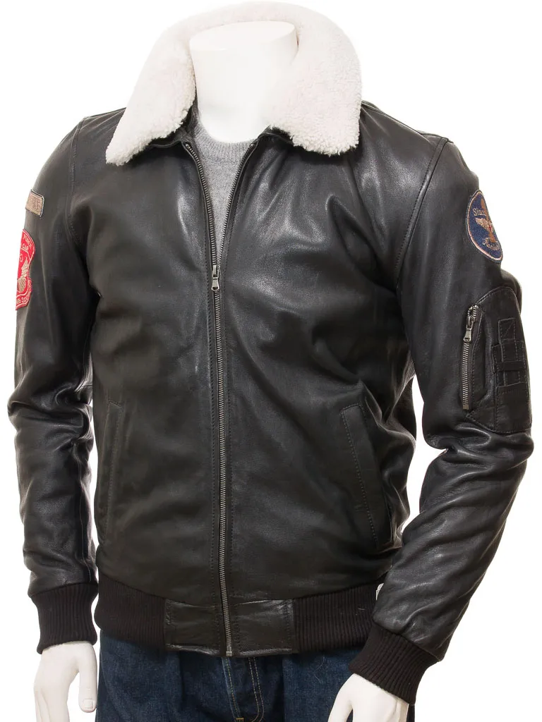 MEN'S BLACK LEATHER FLYING JACKET