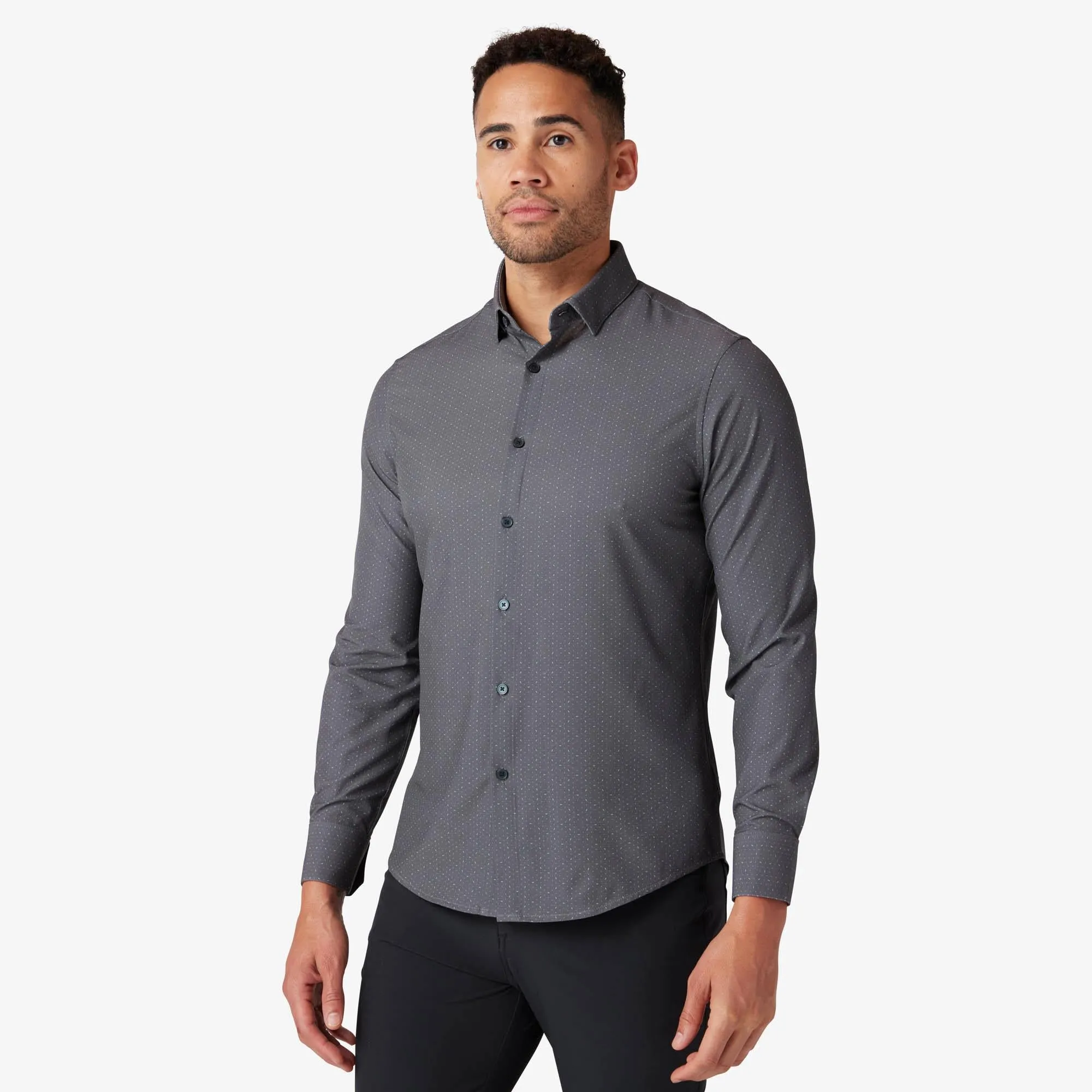 Men's Mizzen   Main | Leeward Trim No Tuck Long Sleeve | Pewter Scattered Dash