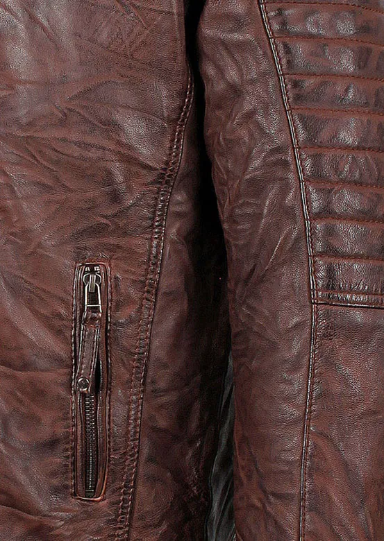 Men's Sal Wrinkled Brown Cafe racer Leather Jacket