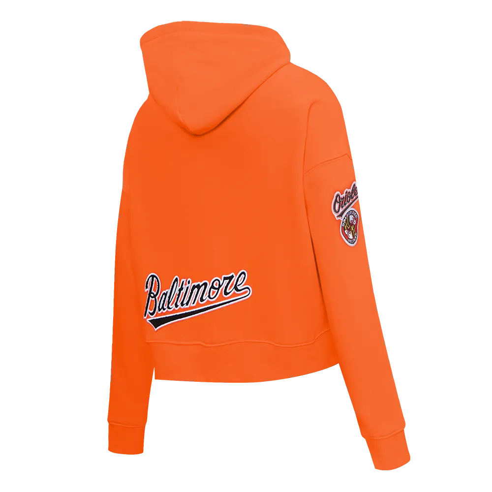 MLB BALTIMORE ORIOLES CLASSIC WOMEN'S FLC CROPPED PO HOODIE (ORANGE)