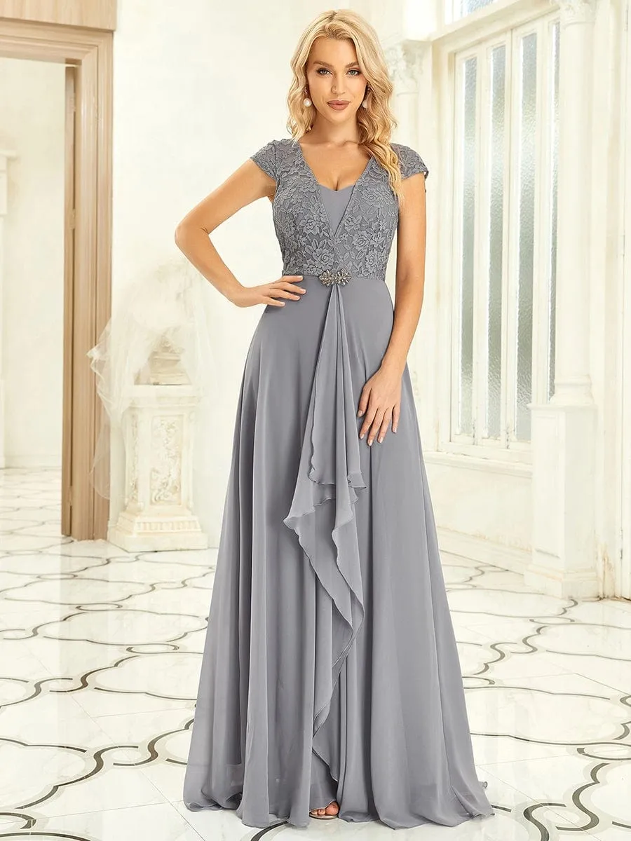 Sweetheart Floral Lace Cap Sleeve Wedding Guest Dress