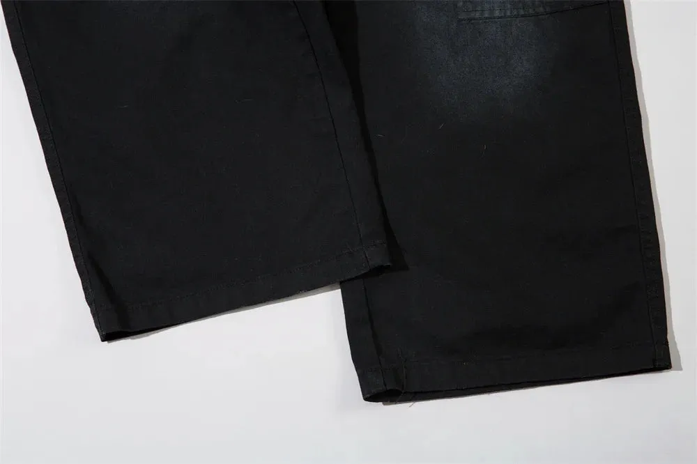 Washed Black Wide Leg Cargo Pants